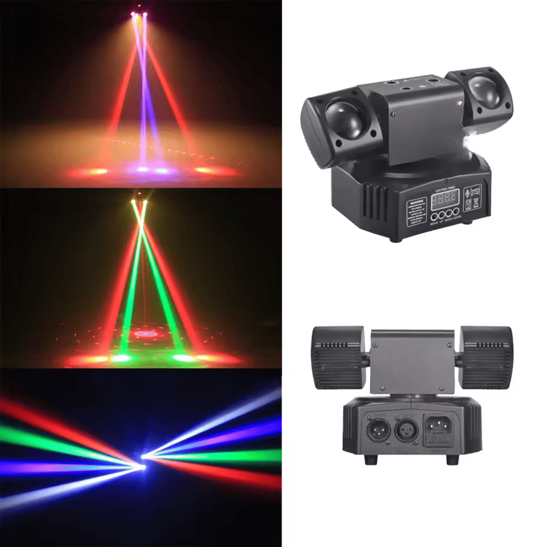 Luz Profesional 3 en 1 — Láser, Estrobo y Movimiento Giratorio