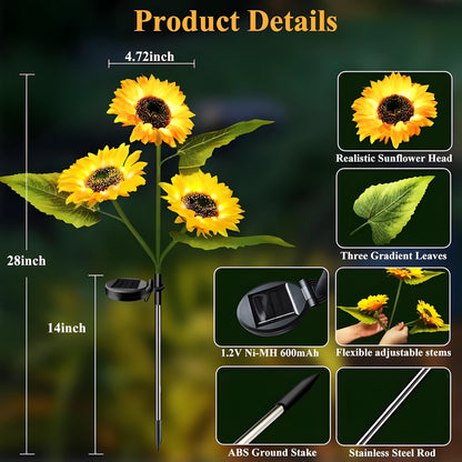 Luces Solares LED de Girasol – Iluminación Decorativa para Jardín Exterior