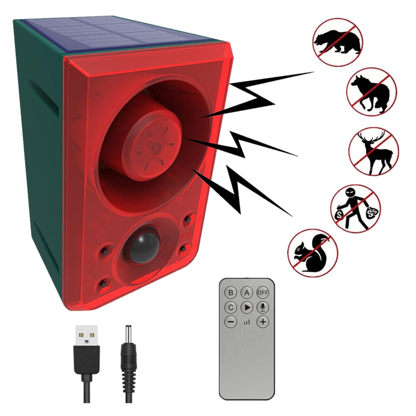 HULPPRE Alarme Solar Exterior 130dB – Sensor de Movimento e Luz Estroboscópica