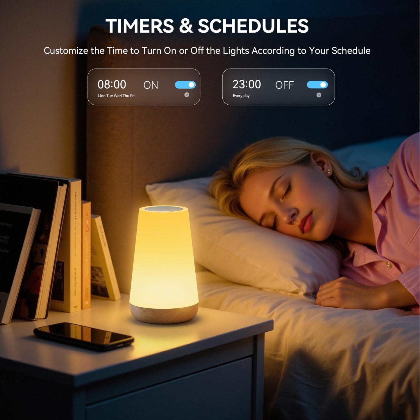 Lámpara de Mesilla Recargable – Luz Nocturna LED con 13 Colores, Control Táctil y Mando a Distancia