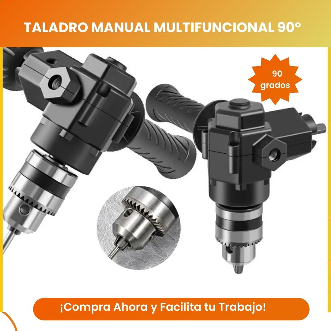 Taladro Manual Multifuncional – Cabezal de Ángulo 90°