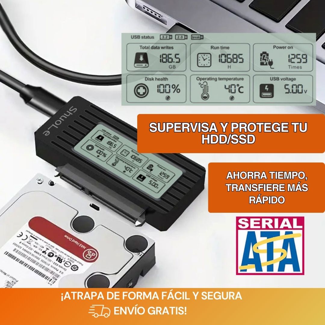 Adaptador USB 3.2 para SATA – Con Pantalla HD