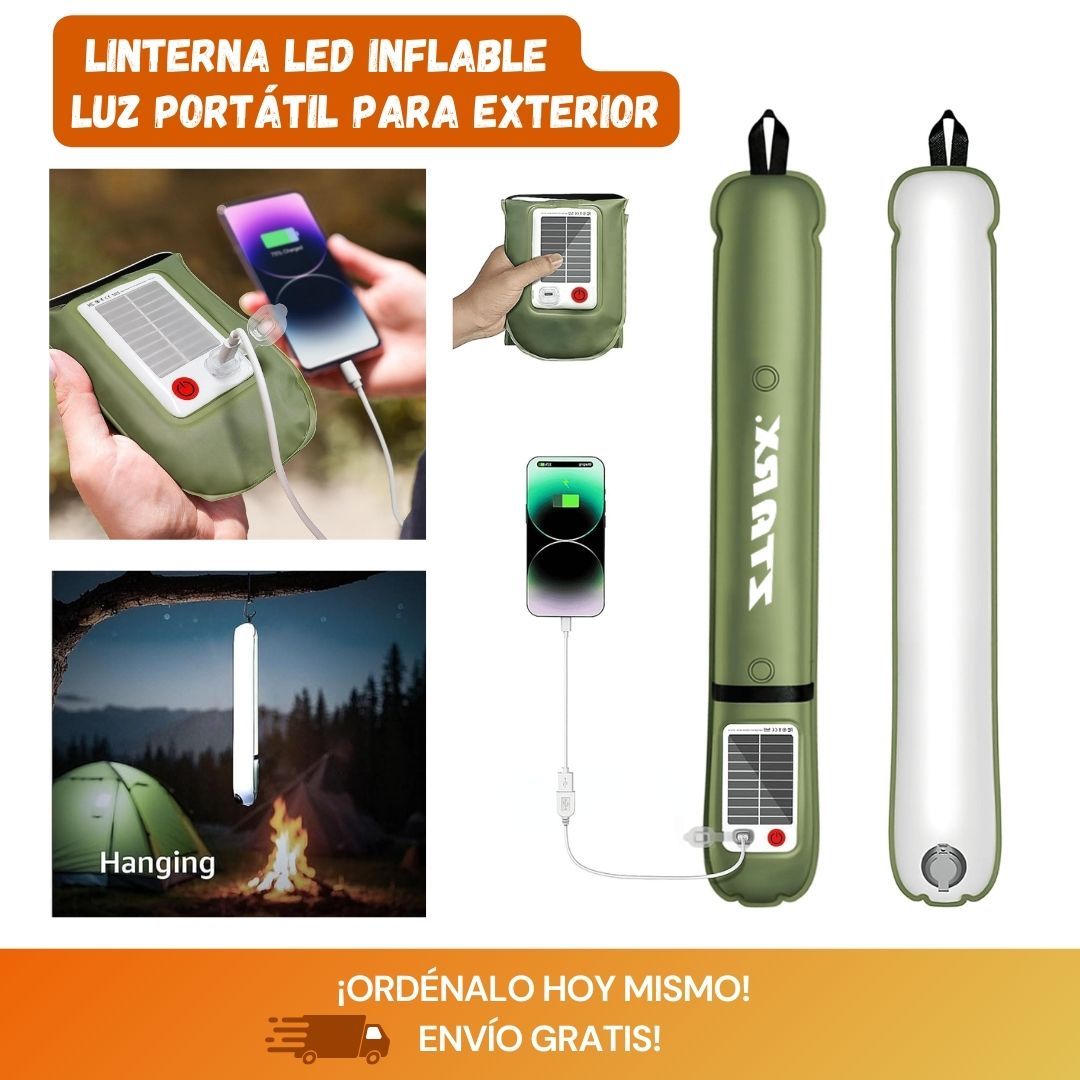 Linterna LED Inflable de Camping – Plegable e Impermeable