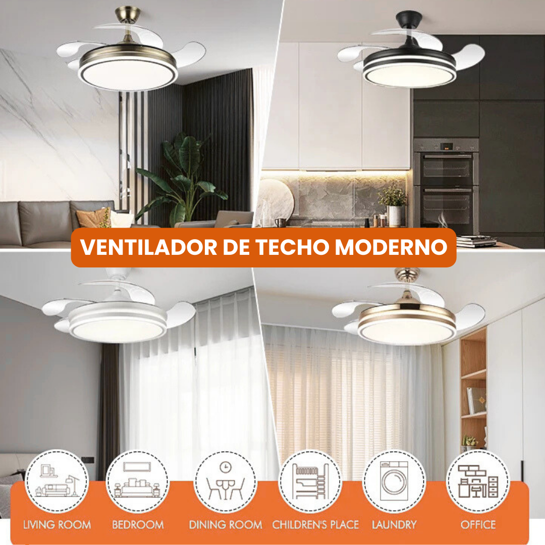 Ventilador de Techo Moderno con Luz LED y Control Remoto