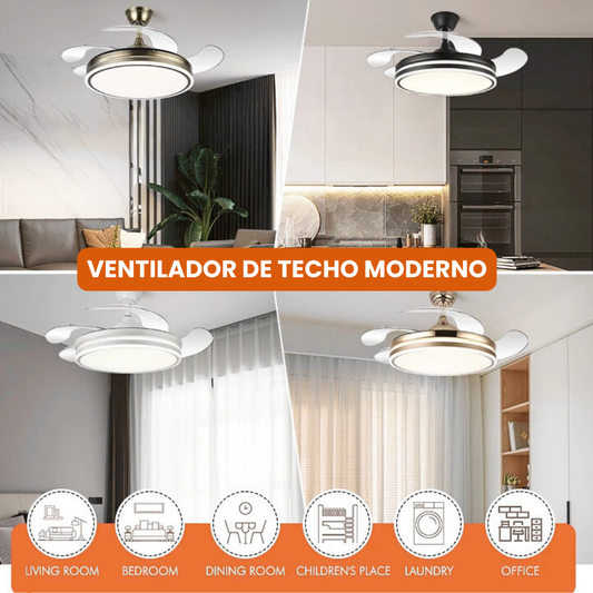 Ventilador Techo Moderno com Luz LED e Comando