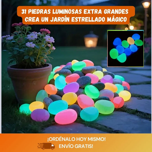 31 unidades Pedras Luminosas Extra Grandes – Decoração de Jardim e Aquário