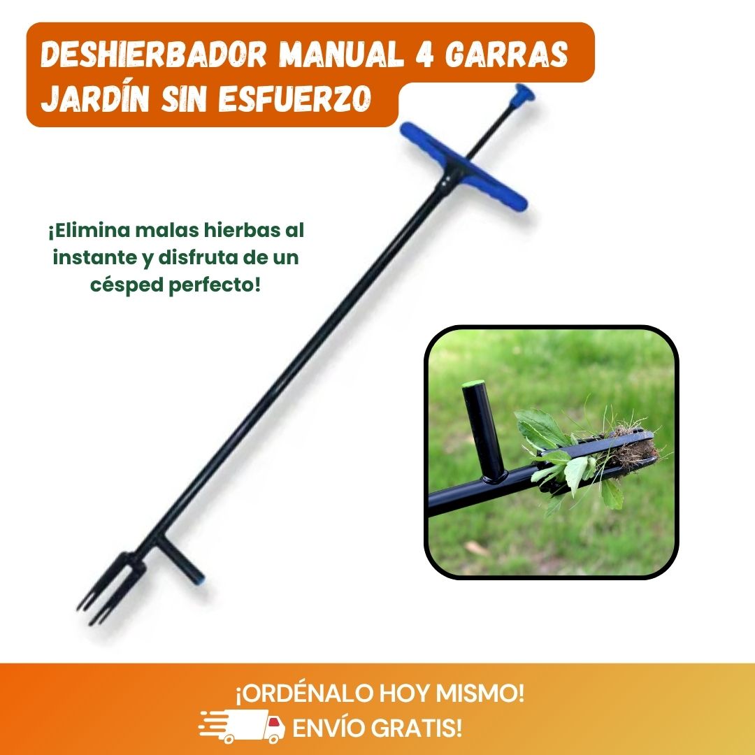Deshierbador Manual 4 Garras 40" – Herramienta Ergonómica para Jardín