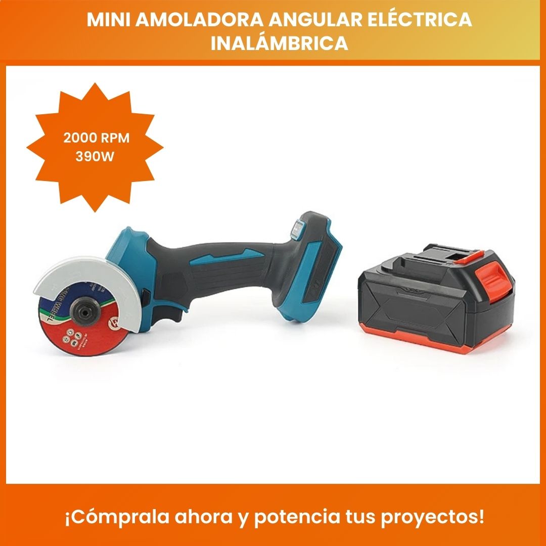 Mini Amoladora Angular Eléctrica Inalámbrica 2000 RPM – 390W