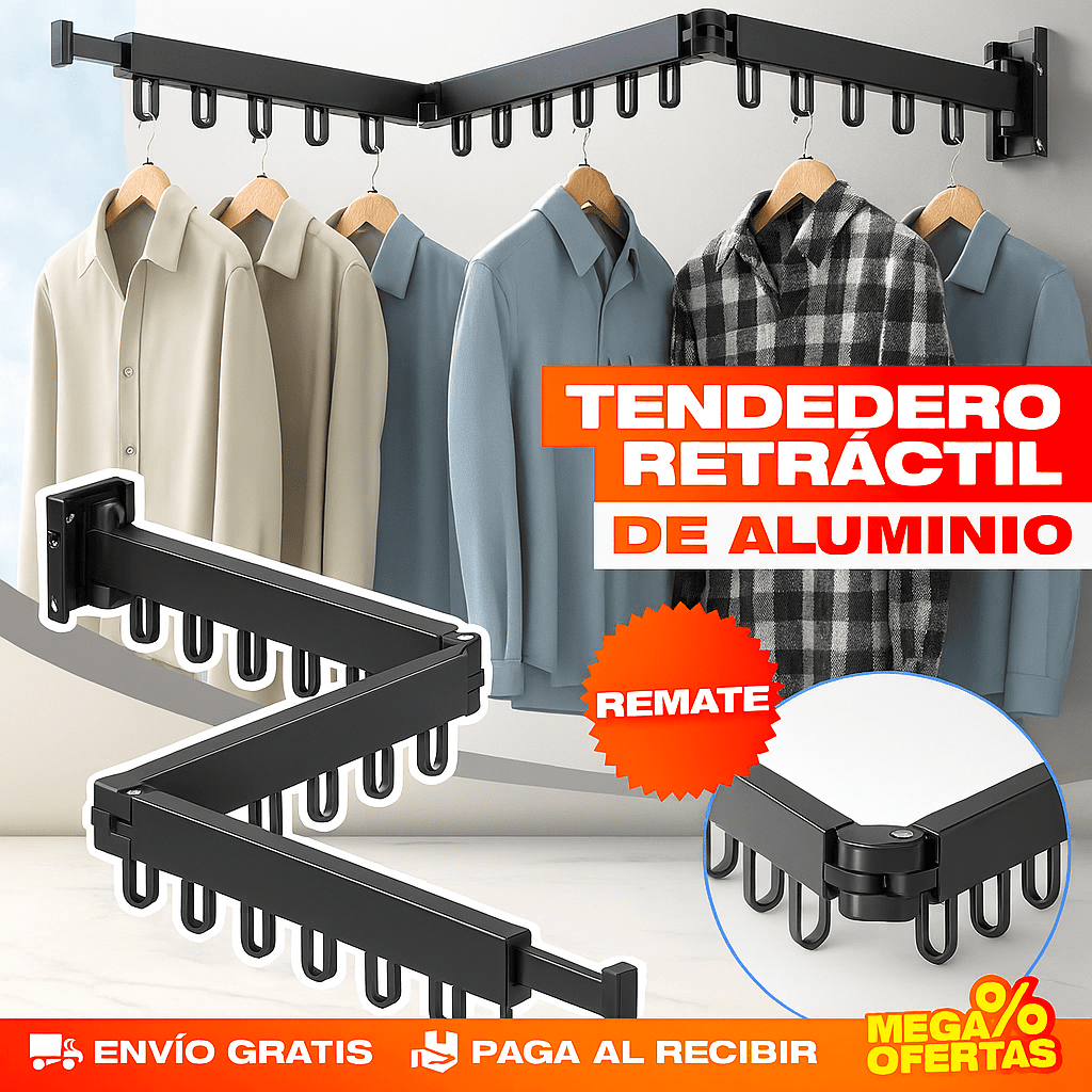 GANCHO TENDEDERO RETRÁCTIL EM ALUMÍNIO (Alta Calidad) ✔️