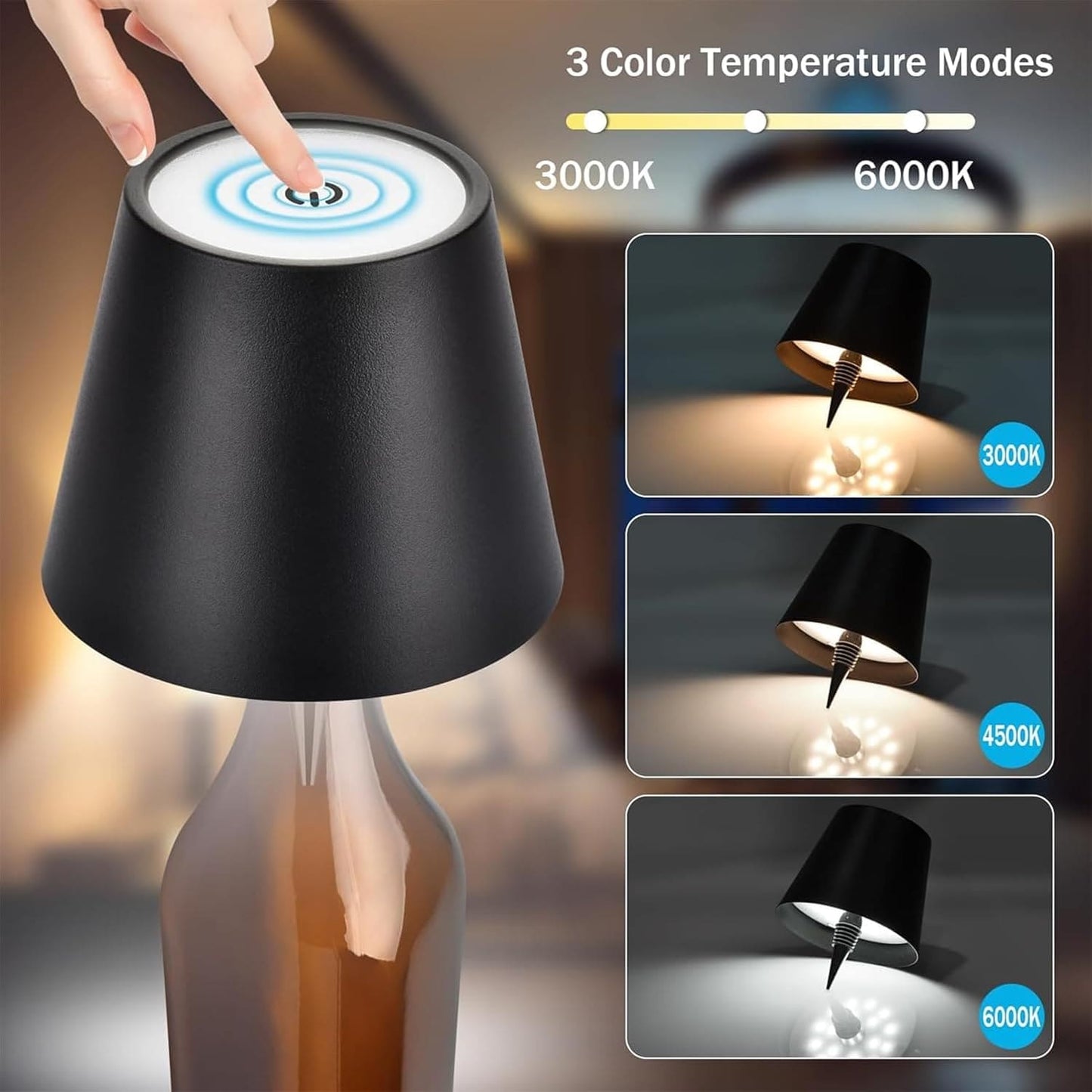 2 Lâmpadas Botella LED Recarregáveis – Decoração Única e Moderna
