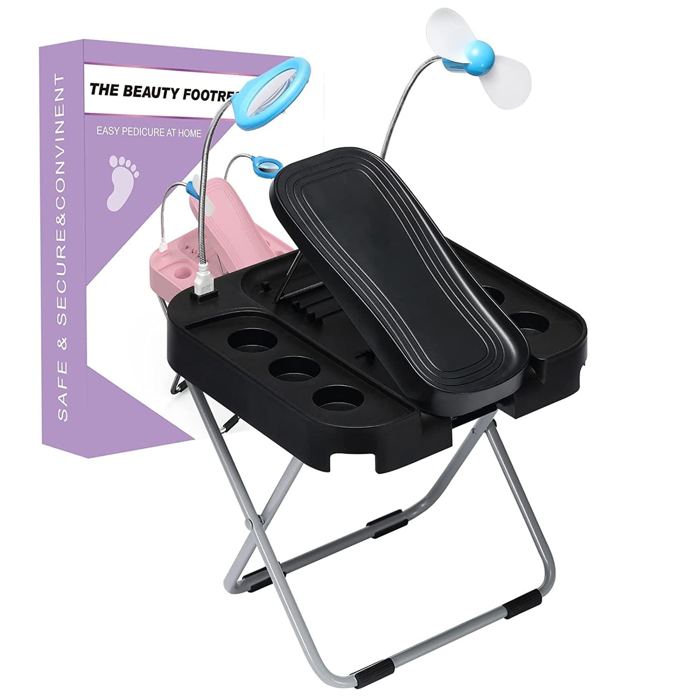 Apoya-Pies de Pedicura com Luz LED e Ventilador USB