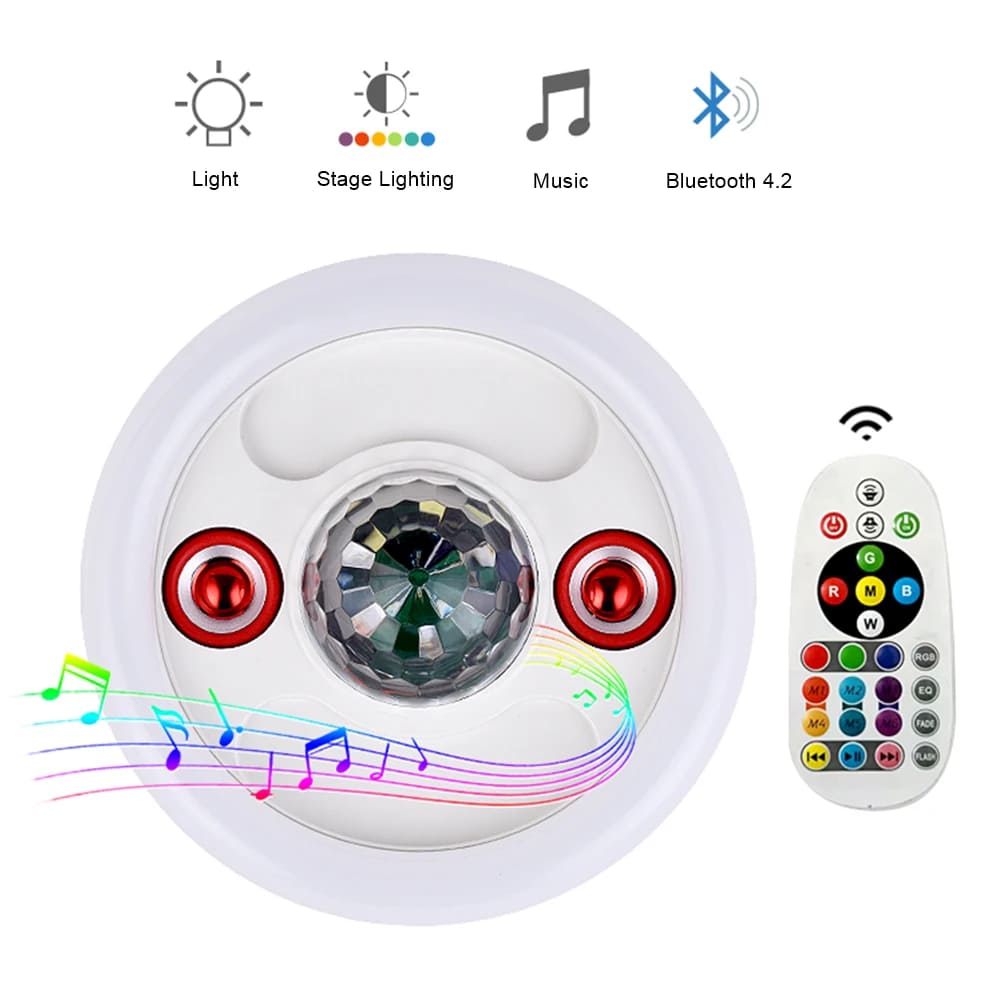 Lámpara UFO Colorida con Control Remoto – Casa Inteligente con Doble Altavoces Bluetooth