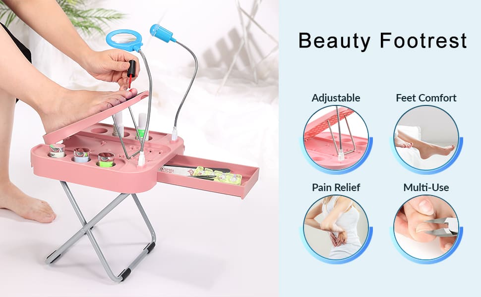 Apoya-Pies de Pedicura com Luz LED e Ventilador USB