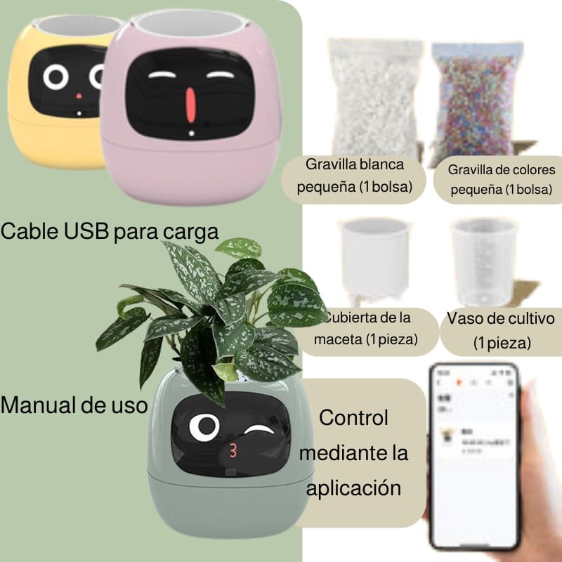 🌿 Maceta Inteligente con Carita Animada – ¡🌱 Tu Planta, Tu Mascota Virtual! 🐾😊