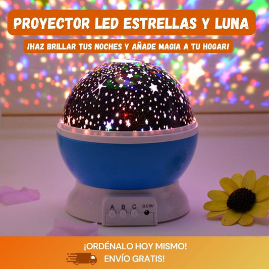 Pack x3 Proyectores LED Giratorios – Estrellas y Luna para Habitación Infantil