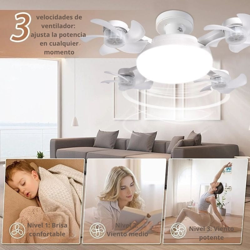 Nuevo ventilador-lámpara de techo 3 en 1 , compacto para dormitorio, comedor y residencia.