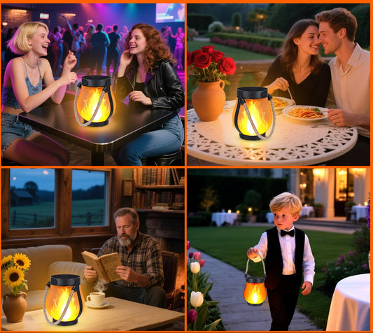 Pack 2 Linternas Solares con Efecto de Llama Realista