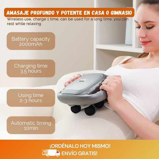 Pistola de Masaje Corporal Inalámbrica – 6 Cabezales