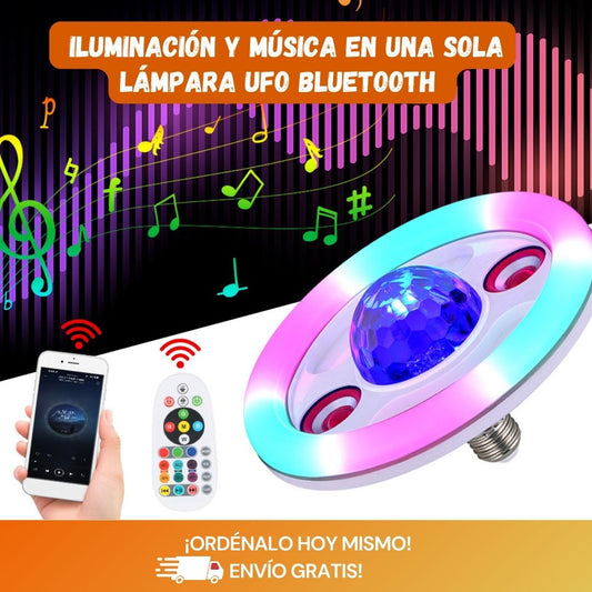 Lámpara UFO Colorida con Control Remoto – Casa Inteligente con Doble Altavoces Bluetooth