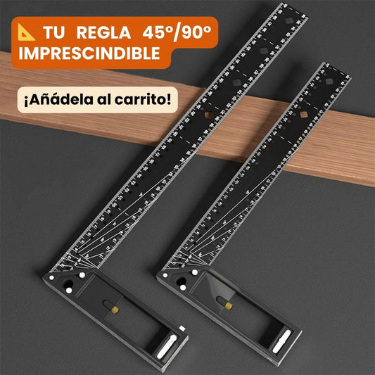 🛠 Regla Multifuncional 90°/45° de Alta Precisão