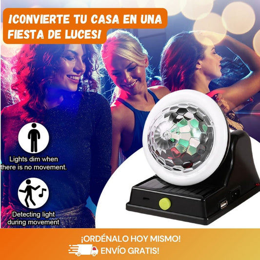 Luz Mágica de Disco RGB – Bola Giratoria con Detección de Movimiento