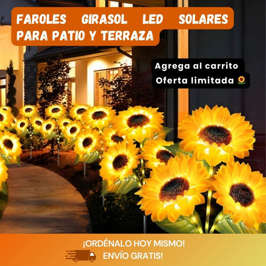 Luces Solares LED de Girasol – Iluminación Decorativa para Jardín Exterior