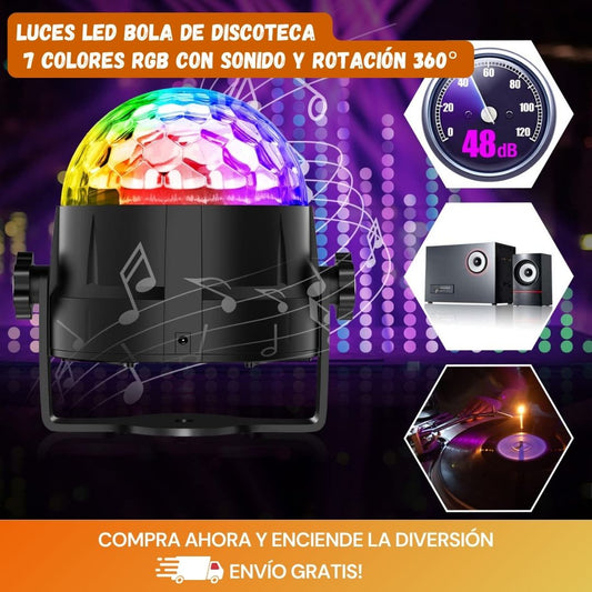 LED Disco Ball Lights – 7 Colores RGB con Control Remoto