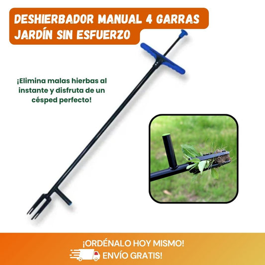 Deshierbador Manual 4 Garras 40" – Herramienta Ergonómica para Jardín