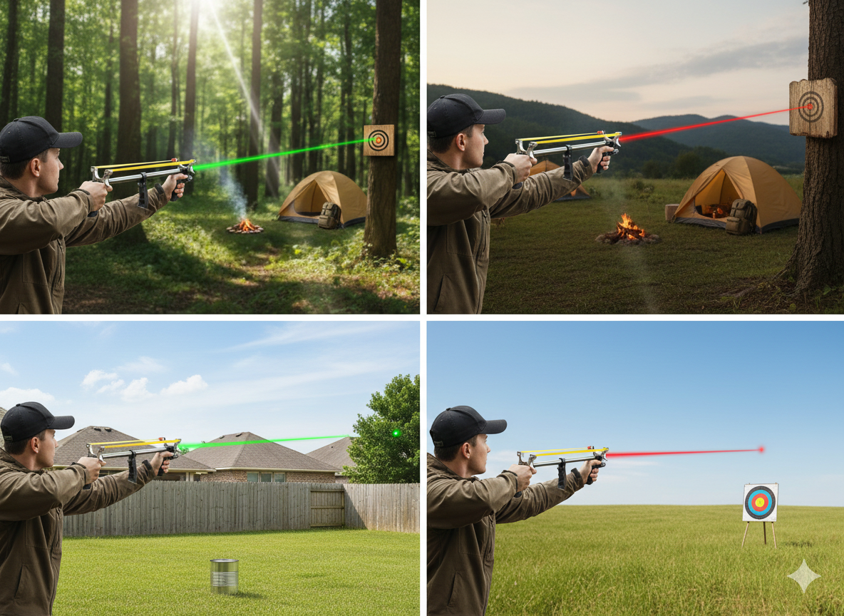 Tirachinas Telescópicas de Alta Precisão com Láser