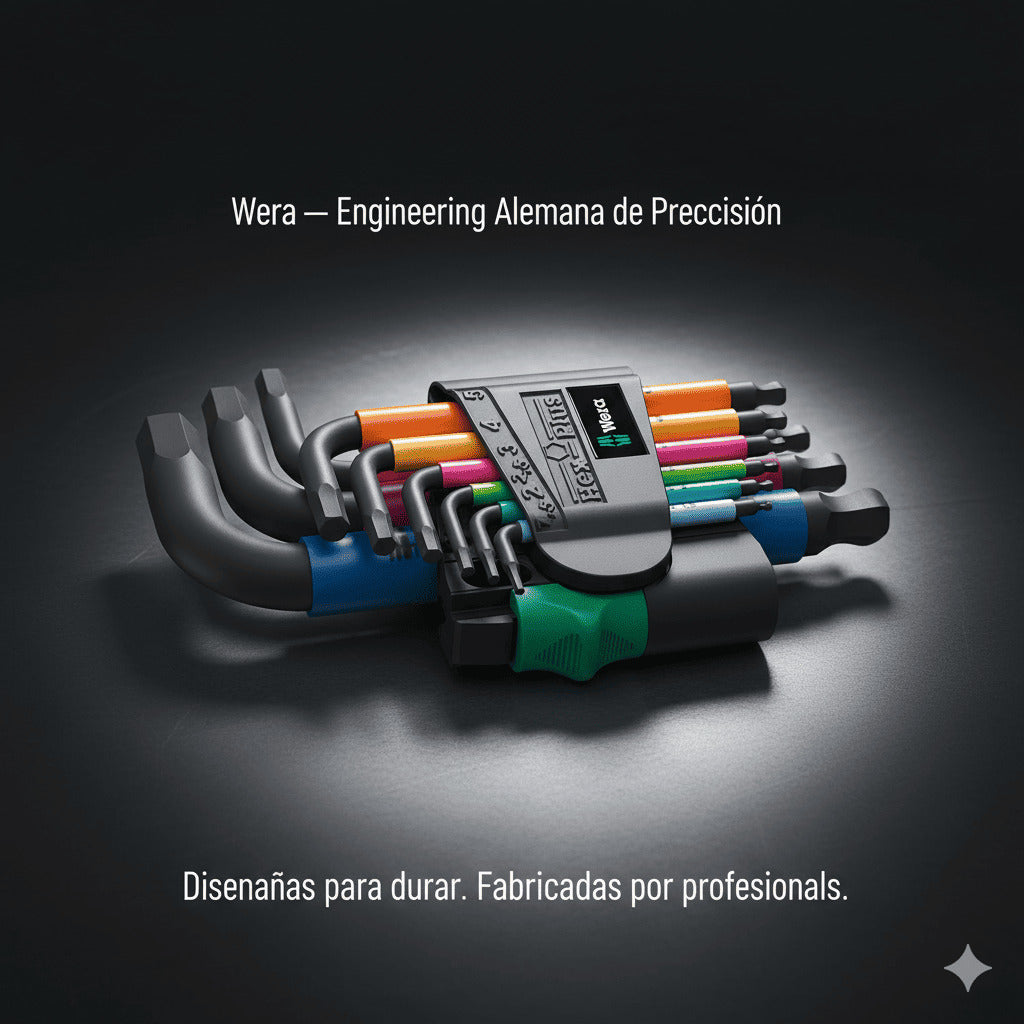 Juego de 9 Llaves Hexagonales en L Wera