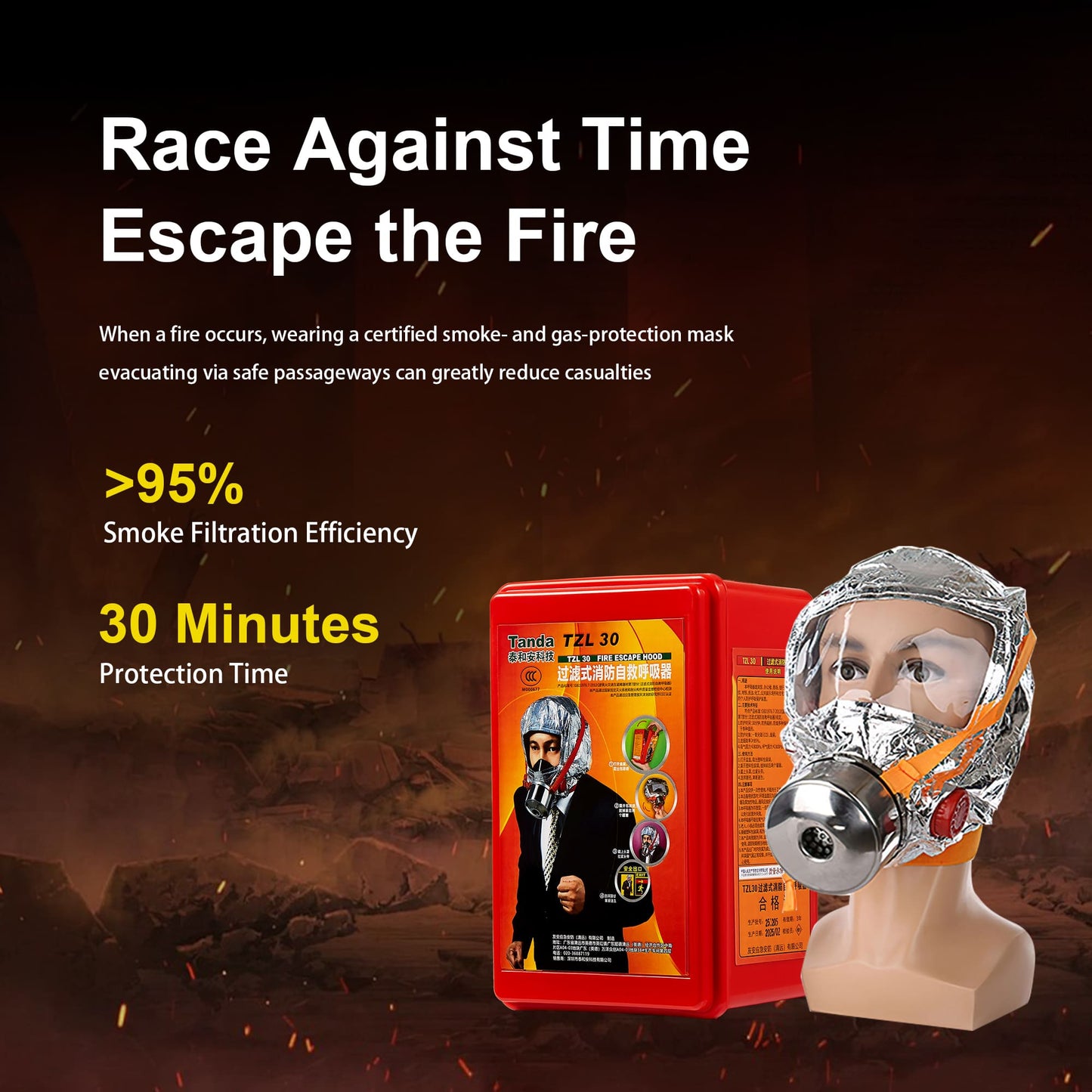 Máscara de Escape de Incendios TZL30 – Protección Vital en Situaciones de Emergencia
