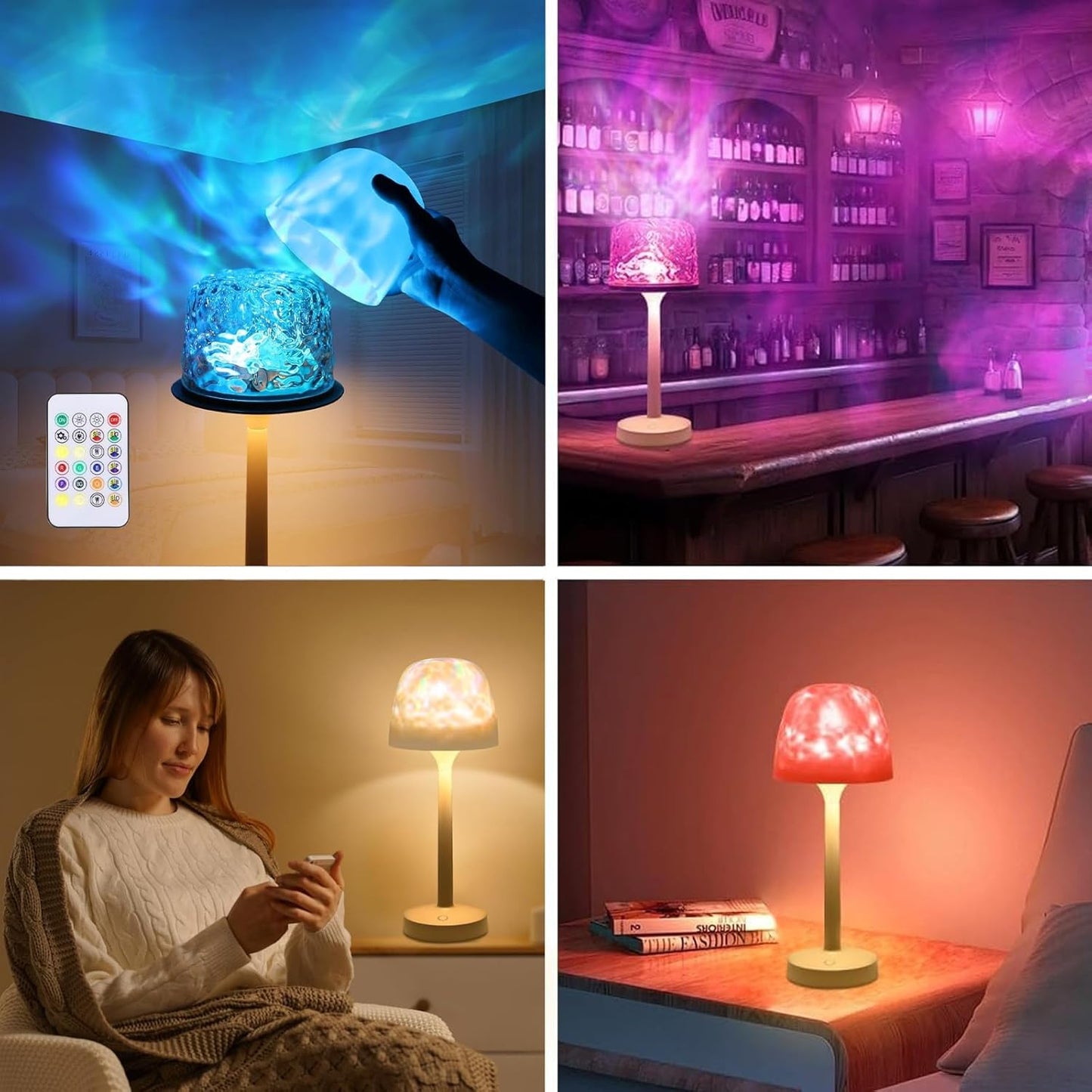 Candeeiro de Mesa RGB Inalámbrica - Projetor de Olas del Océano