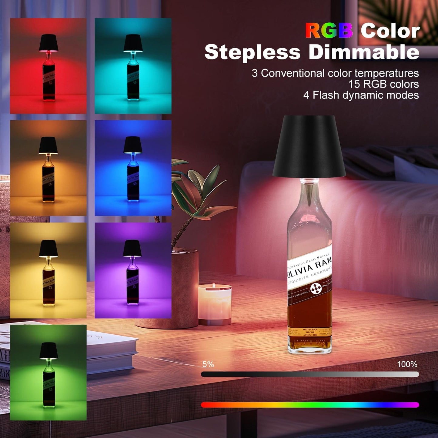 2 Lâmpadas Botella LED Recarregáveis ​​​​– Decoração Única e Moderna