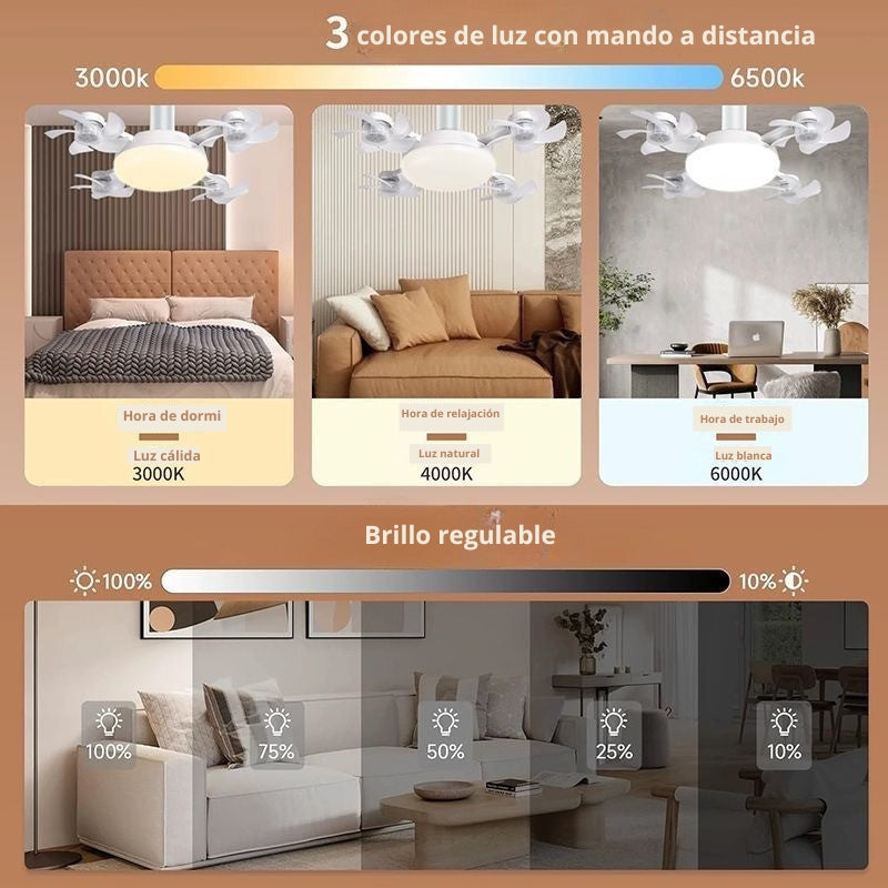 Nuevo ventilador-lámpara de techo 3 en 1 , compacto para dormitorio, comedor y residencia.