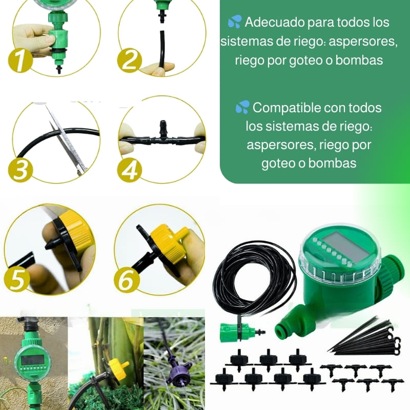 🌿 Temporizador de Riego Inteligente com Ecrã LCD – ¡Riega o seu jardim com precisão e sem esforço!