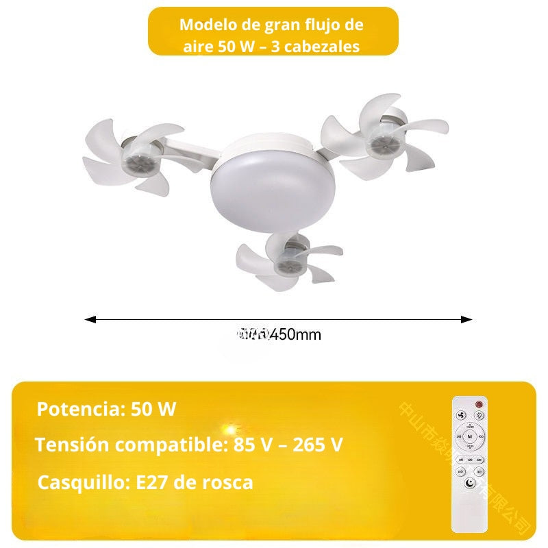 Nuevo ventilador-lámpara de techo 3 en 1 , compacto para dormitorio, comedor y residencia.