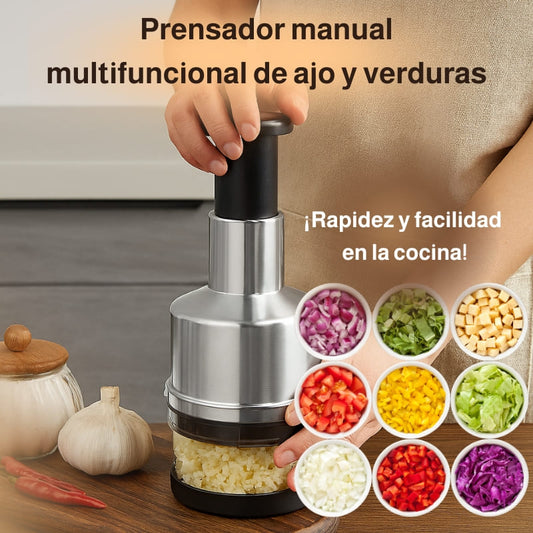 🔪🥦 Prensador manual multifuncional de alho e legumes – 🌟 Desempenho eficiente e design moderno 🏡 para a sua cozinha